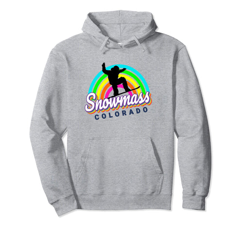 Snowmass 80S Rainbow Snowboarder Hoodie - Custom Art Print Men Women - T-Shirt, Sweatshirt, Hoodie