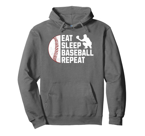 Eat Sleep Baseball Repeat Hoodie - Custom Art Print Unisex - T-Shirt, Sweatshirt, Hoodie