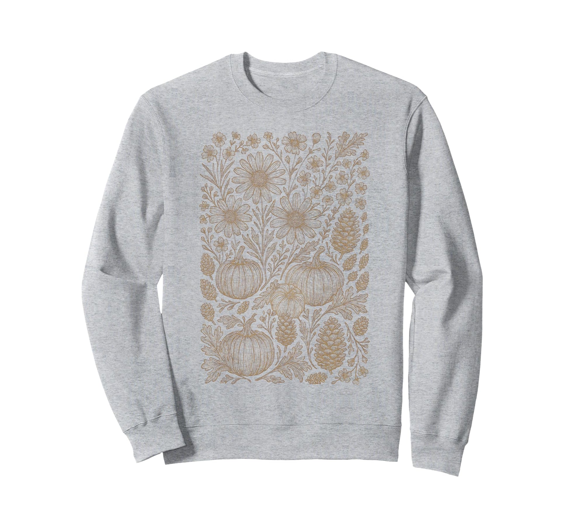 Autumn Pumpkin Wildflower Forest Sweatshirt - Graphic Print for Adults - T-Shirt, Sweatshirt, Hoodie