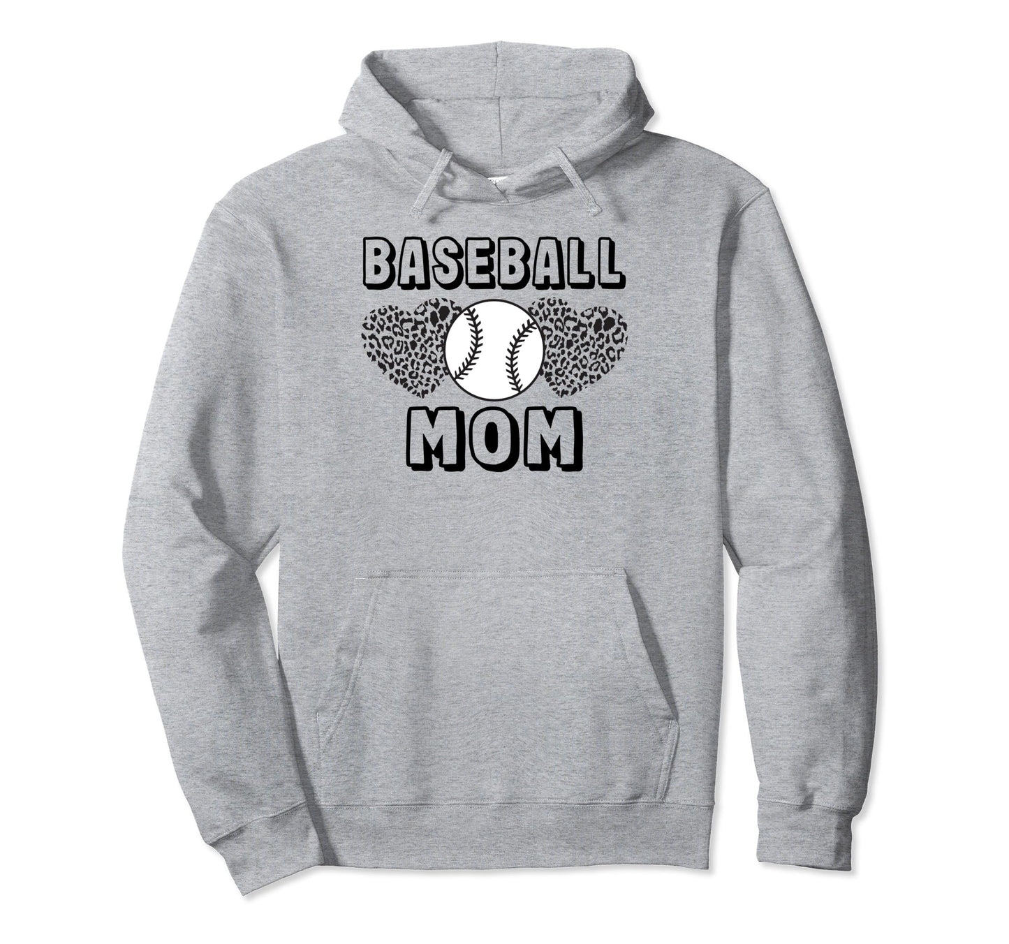 Baseball Mom Leopard Heart Game Day Funny Hoodie - Novelty Apparel Unisex - T-Shirt, Sweatshirt, Hoodie