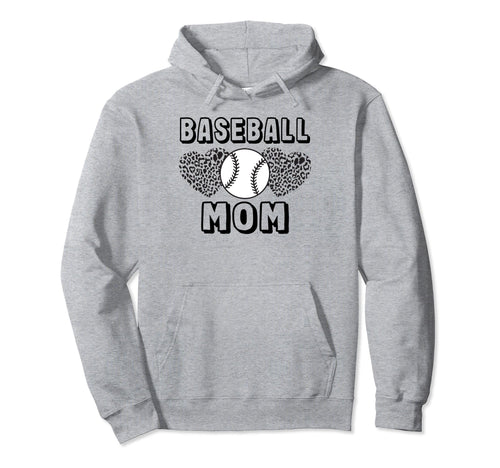 Baseball Mom Leopard Heart Game Day Funny Hoodie - Novelty Apparel Unisex - T-Shirt, Sweatshirt, Hoodie