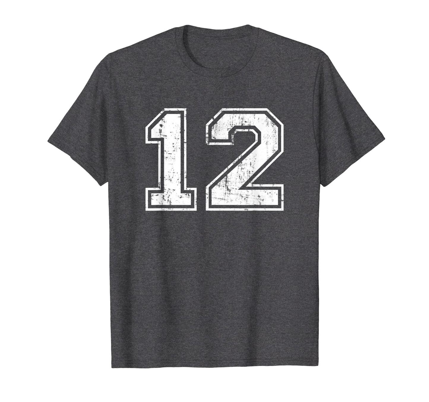 Number 12 Varsity Distressed Sports T-Shirt - Streetwear Style for Adults - T-Shirt, Sweatshirt, Hoodie