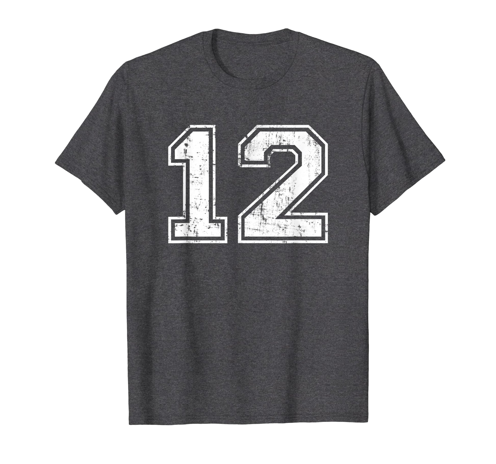 Number 12 Varsity Distressed Sports T-Shirt - Streetwear Style for Adults - T-Shirt, Sweatshirt, Hoodie