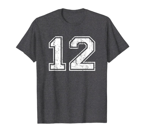 Number 12 Varsity Distressed Sports T-Shirt - Streetwear Style for Adults - T-Shirt, Sweatshirt, Hoodie