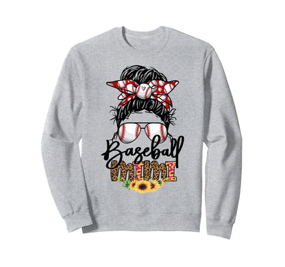 Messy Bun Mom Baseball Grandma Sweatshirt - Casual Everyday Wear Unisex - T-Shirt, Sweatshirt, Hoodie