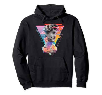 Vaporwave Statue David Bust Sections Hoodie - Trendy Graphic for Adults - T-Shirt, Sweatshirt, Hoodie