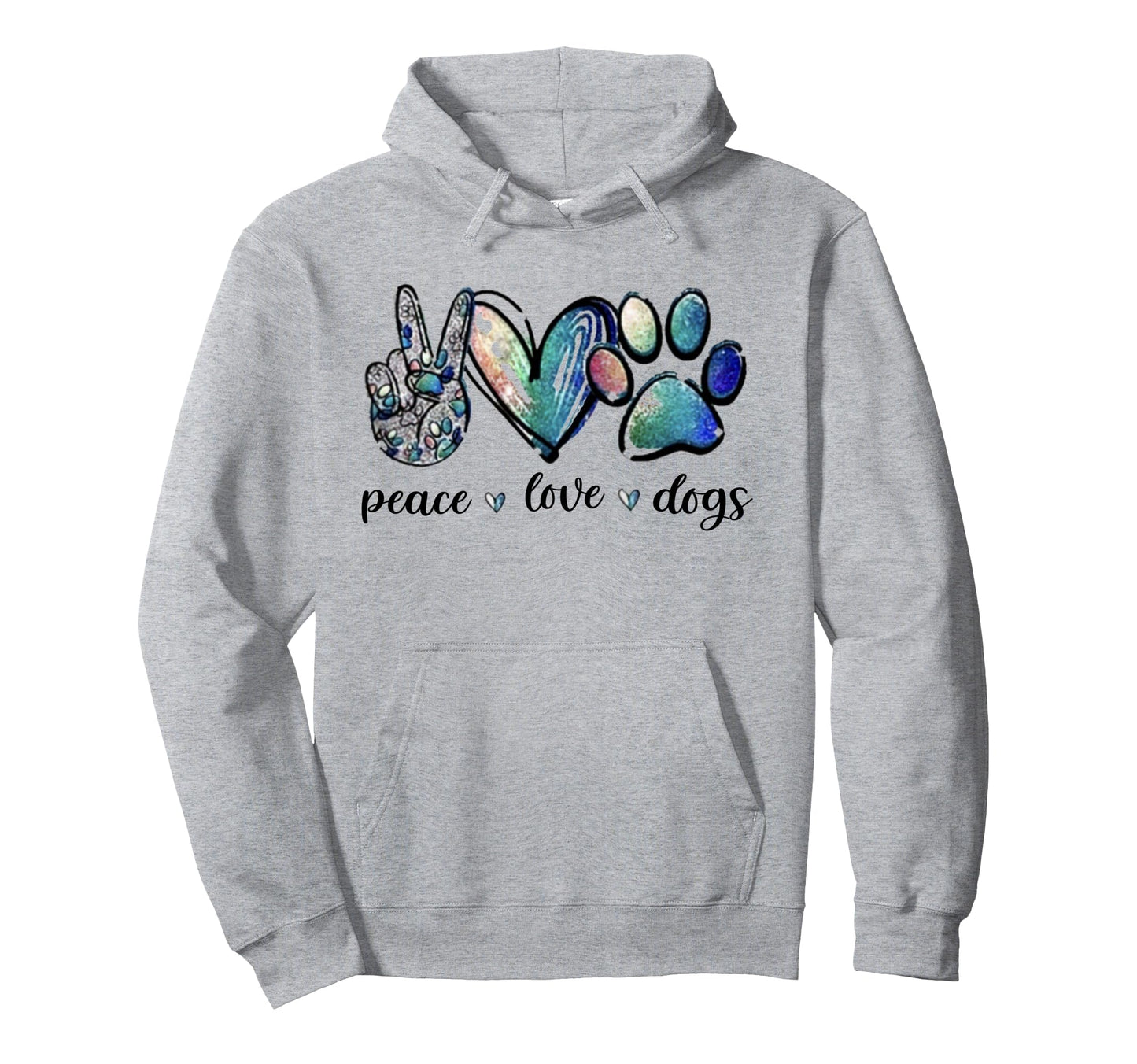 Dog Lover Peace Love Dogs Puppy Paw Hoodie - Novelty Apparel Men Women - T-Shirt, Sweatshirt, Hoodie