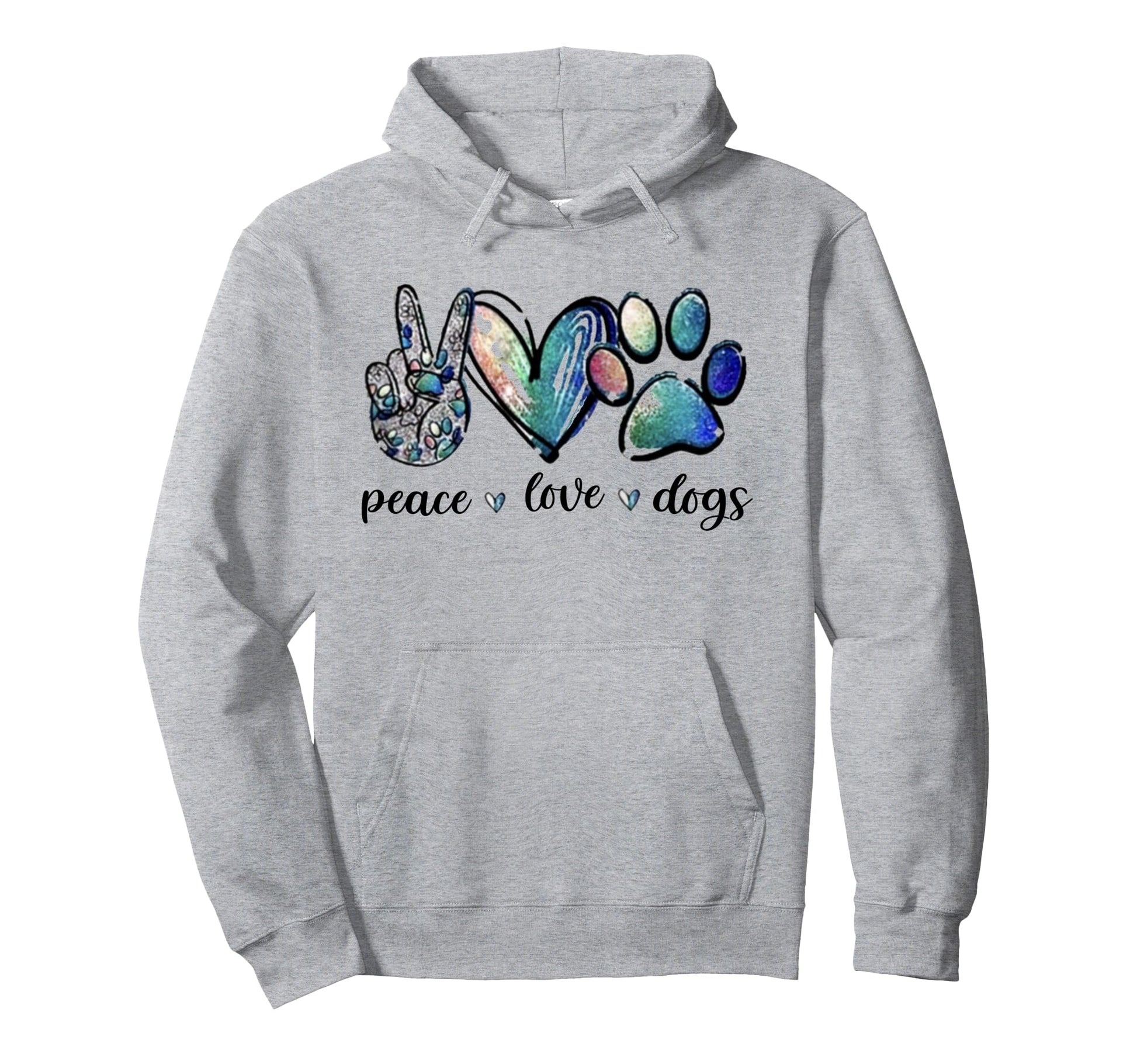 Dog Lover Peace Love Dogs Puppy Paw Hoodie - Novelty Apparel Men Women - T-Shirt, Sweatshirt, Hoodie