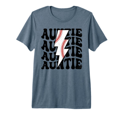 Lightning Groovy Proud Aunt Baseball Auntie T-Shirt - Graphic Print Unisex - T-Shirt, Sweatshirt, Hoodie