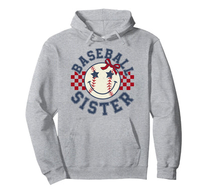 Baseball Sister Coquette Bow Sport Hoodie - Casual Everyday Wear Unisex - T-Shirt, Sweatshirt, Hoodie