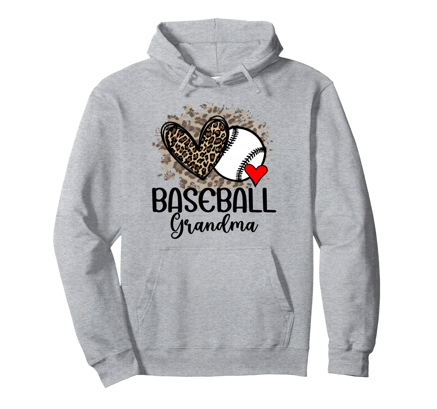 Baseball Grandma Funny Leopard Heart Hoodie - Graphic Print Men Women - T-Shirt, Sweatshirt, Hoodie