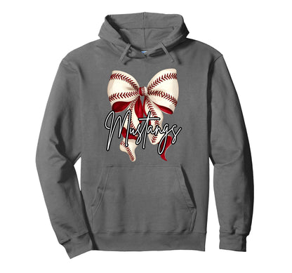 Mustangs Baseball Mom Coquette Bow Game Hoodie - Novelty Apparel Men Women - T-Shirt, Sweatshirt, Hoodie