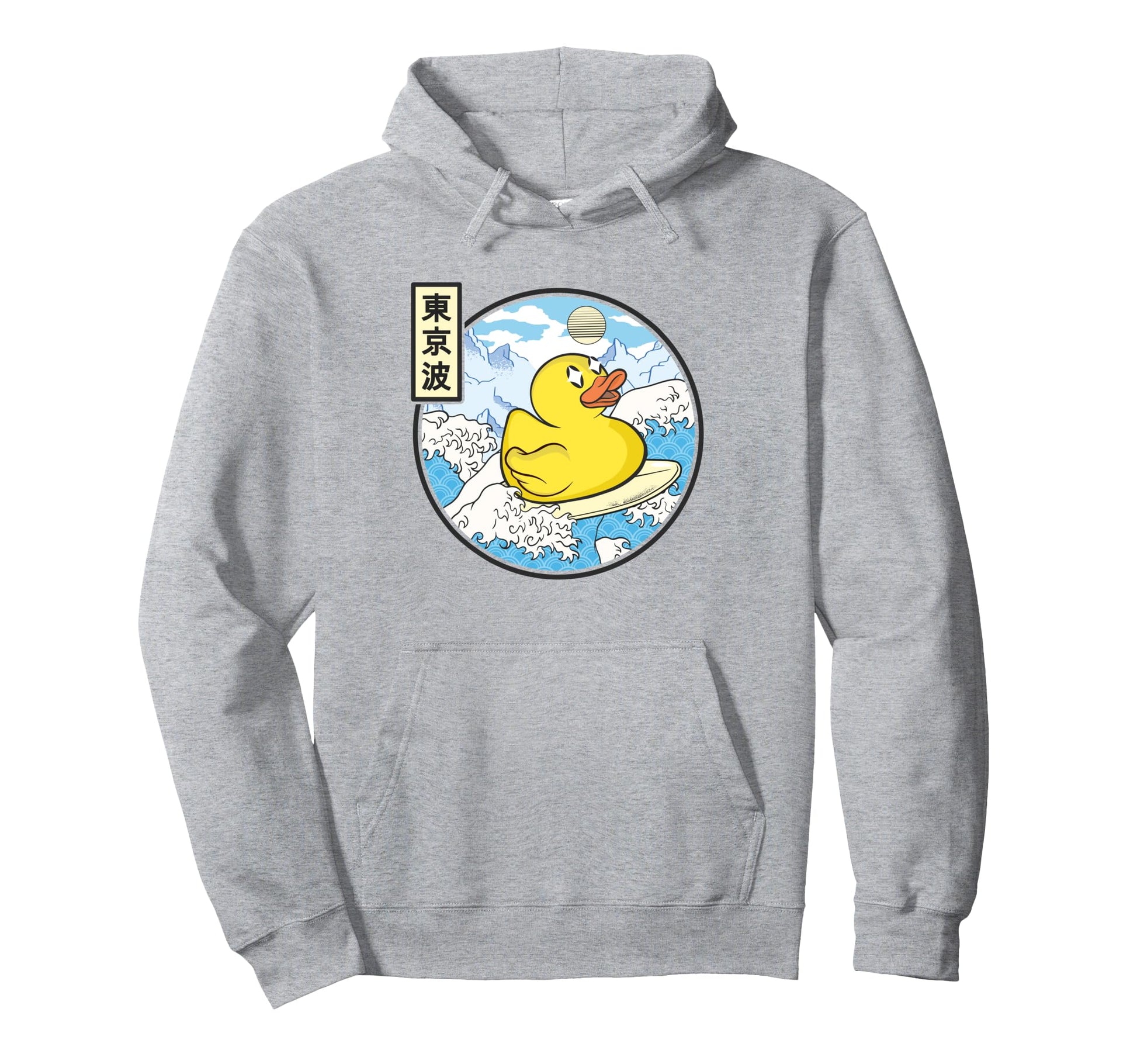 Surfing Rubber Duck Japanese Waves Hoodie - Trendy Graphic for Adults - T-Shirt, Sweatshirt, Hoodie