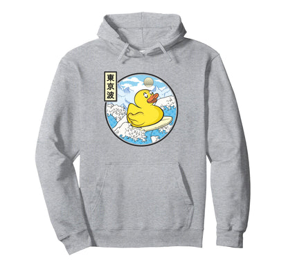 Surfing Rubber Duck Japanese Waves Hoodie - Trendy Graphic for Adults - T-Shirt, Sweatshirt, Hoodie