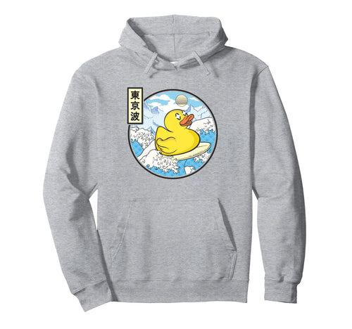 Surfing Rubber Duck Japanese Waves Hoodie - Trendy Graphic for Adults - T-Shirt, Sweatshirt, Hoodie