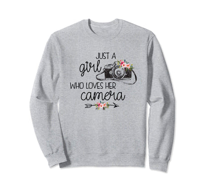Just Who Loves Her Camera Sweatshirt - Aesthetic Graphic Men Women - T-Shirt, Sweatshirt, Hoodie