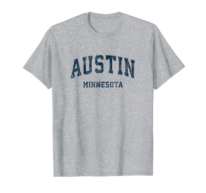 Austin Minnesota Mn Varsity Sports Navy T-Shirt - Custom Art Print Unisex - T-Shirt, Sweatshirt, Hoodie