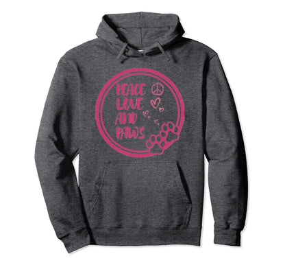 Peace Love And Paws Hoodie - Casual Everyday Wear Men Women - T-Shirt, Sweatshirt, Hoodie
