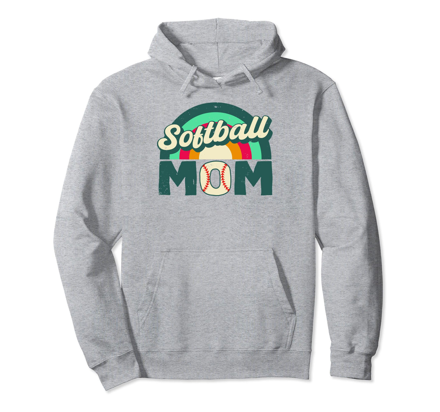 Softball Mom Rainbow Game Day Funny Hoodie - Custom Art Print for Adults - T-Shirt, Sweatshirt, Hoodie