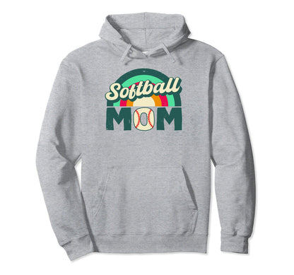 Softball Mom Rainbow Game Day Funny Hoodie - Custom Art Print for Adults - T-Shirt, Sweatshirt, Hoodie