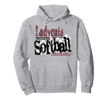 Ladycats Softball Mom Game Day Sports Hoodie - Aesthetic Graphic Unisex - T-Shirt, Sweatshirt, Hoodie