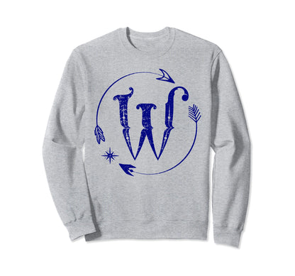 Initial W Monogram Boho Name Letter W Sweatshirt - Minimalist Print Unisex - T-Shirt, Sweatshirt, Hoodie