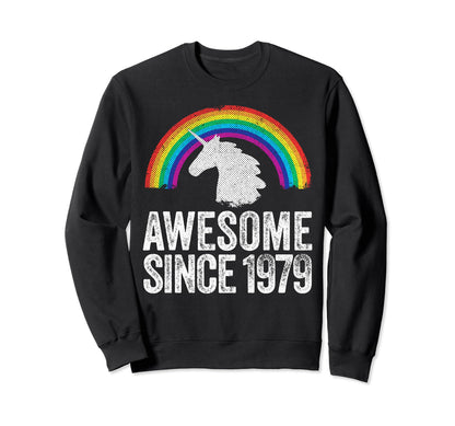 1979 45Th Birthday Gift Unicorn Rainbow Sweatshirt - Graphic Print Unisex - T-Shirt, Sweatshirt, Hoodie