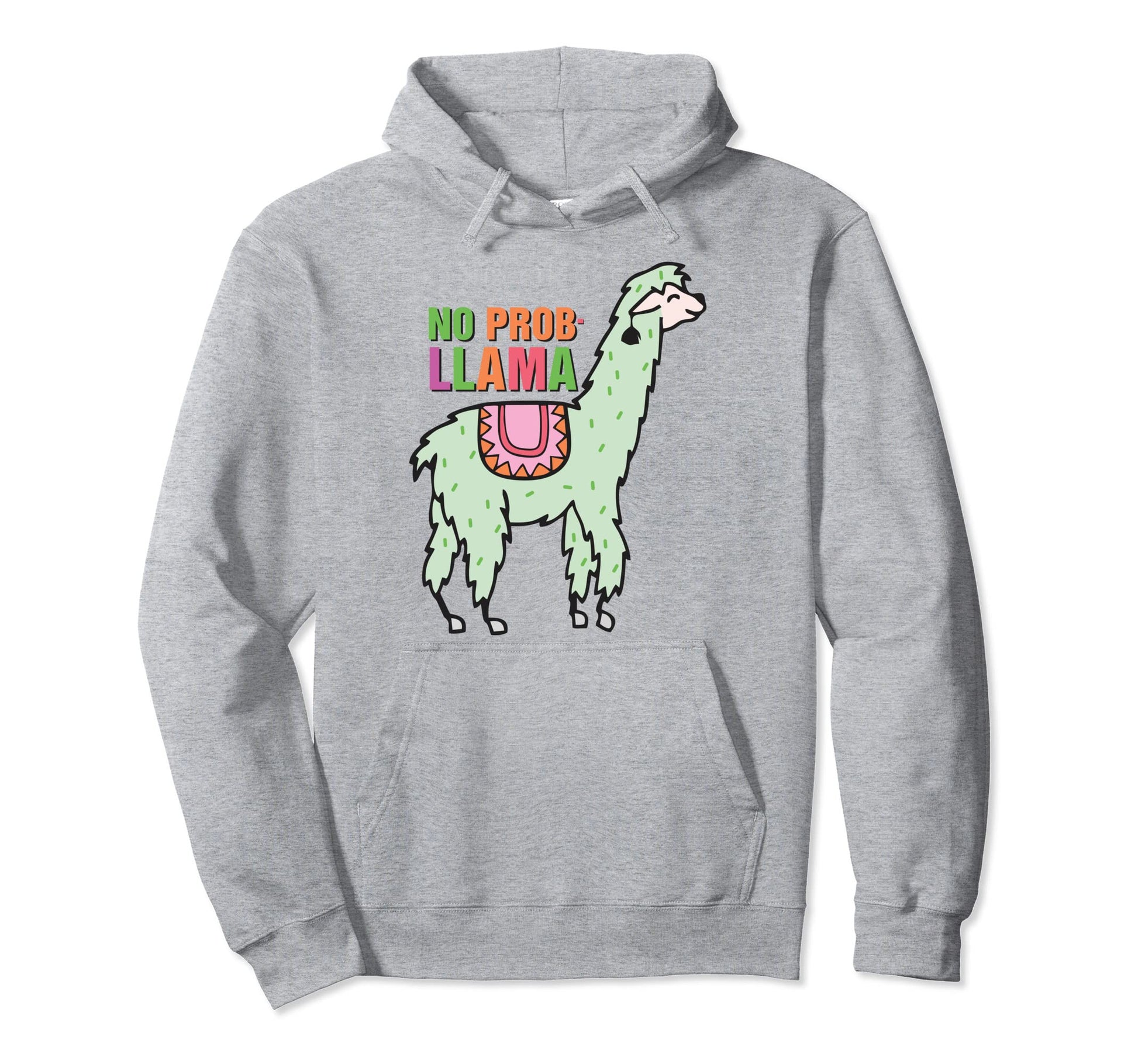 No Prob Llama Rainbow Funny Animal Hoodie - Custom Art Print Unisex - T-Shirt, Sweatshirt, Hoodie