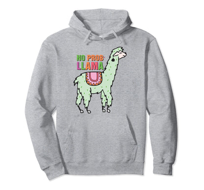 No Prob Llama Rainbow Funny Animal Hoodie - Custom Art Print Unisex - T-Shirt, Sweatshirt, Hoodie