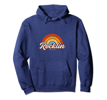 Rocklin California Ca Rainbow 70S Hoodie - Streetwear Style for Adults - T-Shirt, Sweatshirt, Hoodie
