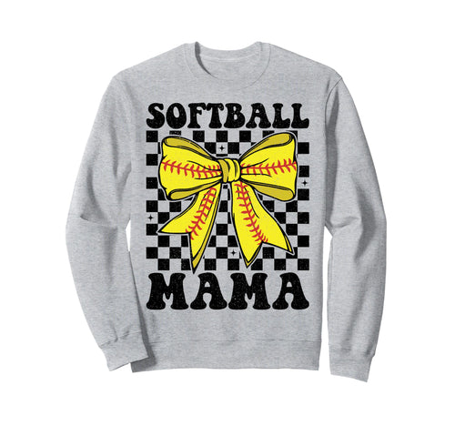 Softball Mama Coquette Bow Sweatshirt - Novelty Apparel for Adults - T-Shirt, Sweatshirt, Hoodie
