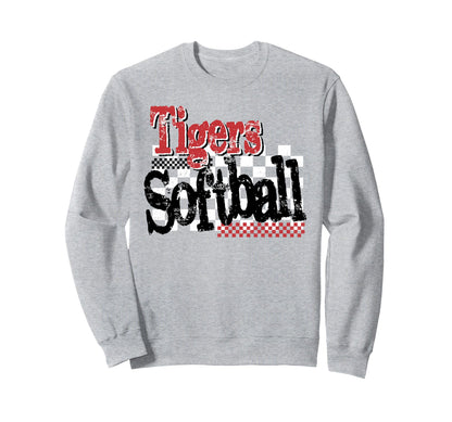 Tigers Softball Mom Red Tiger Pride Sweatshirt - Aesthetic Graphic Unisex - T-Shirt, Sweatshirt, Hoodie