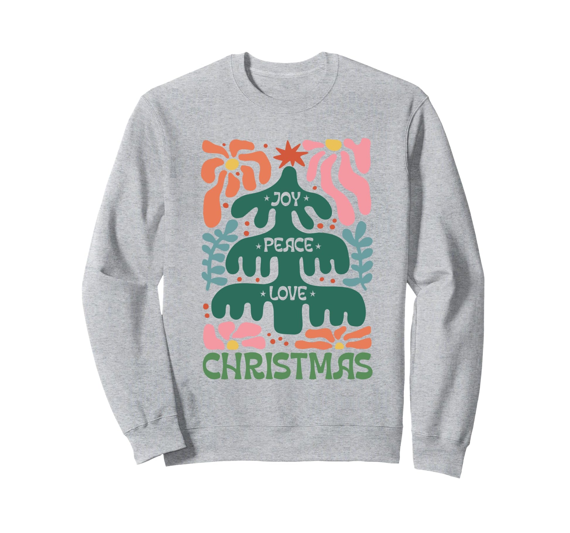 Joy Peace Love Boho Holiday Tree Sweatshirt - Novelty Apparel for Adults - T-Shirt, Sweatshirt, Hoodie
