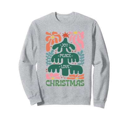 Joy Peace Love Boho Holiday Tree Sweatshirt - Novelty Apparel for Adults - T-Shirt, Sweatshirt, Hoodie