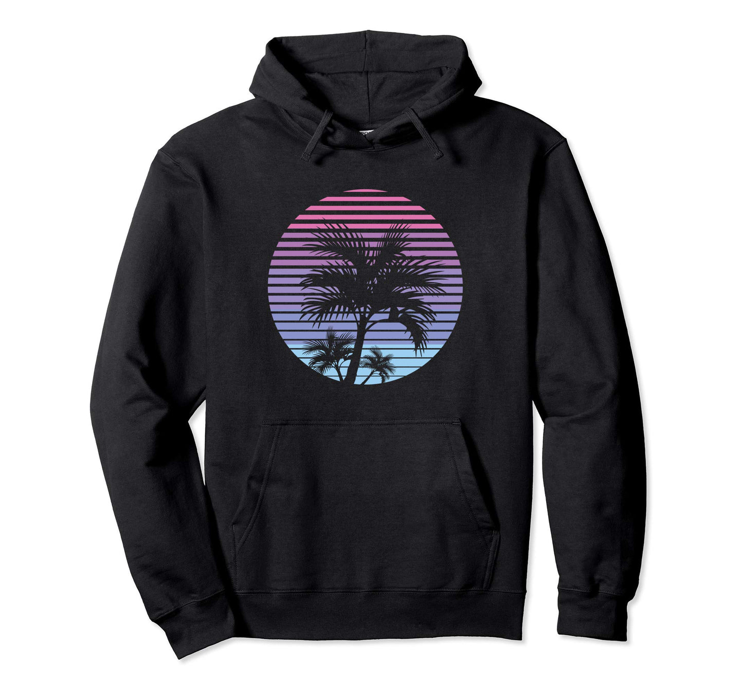 Vaporwave Aesthetic Palm Sunset Hoodie - Graphic Print Men Women - T-Shirt, Sweatshirt, Hoodie