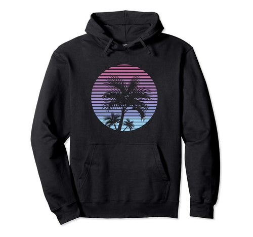 Vaporwave Aesthetic Palm Sunset Hoodie - Graphic Print Men Women - T-Shirt, Sweatshirt, Hoodie