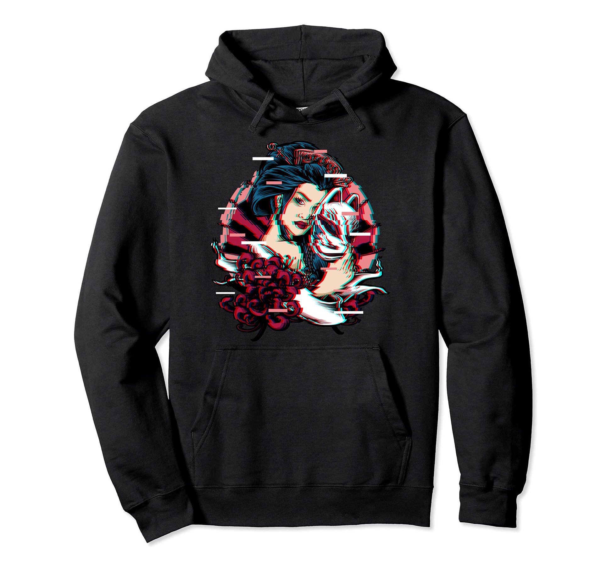 Kawaii Geisha Japanese Kitsune Mask Yokai Hoodie - Streetwear Style Unisex - T-Shirt, Sweatshirt, Hoodie