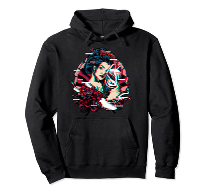 Kawaii Geisha Japanese Kitsune Mask Yokai Hoodie - Streetwear Style Unisex - T-Shirt, Sweatshirt, Hoodie