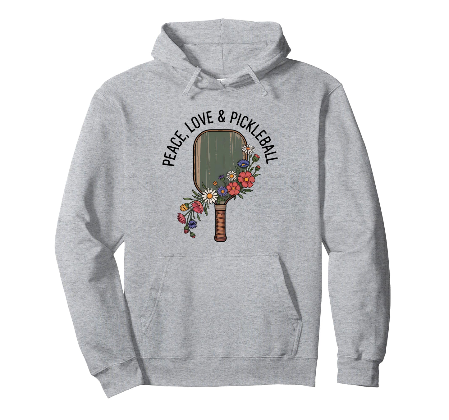 Peace Love Pickleball Boho Outfit Floral Hoodie - Minimalist Print Unisex - T-Shirt, Sweatshirt, Hoodie
