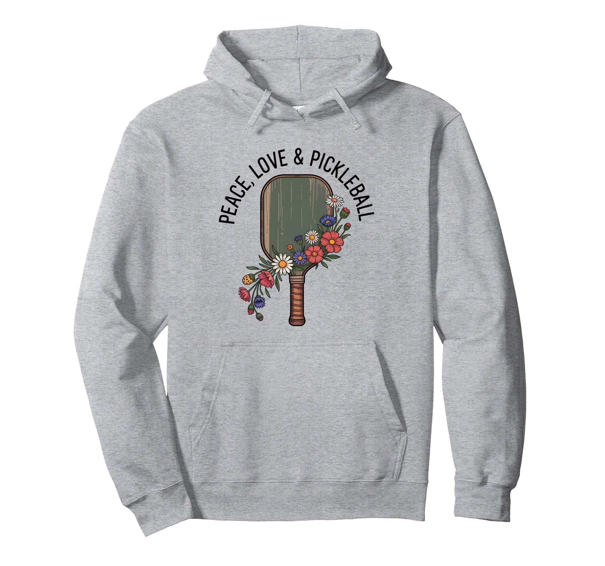 Peace Love Pickleball Boho Outfit Floral Hoodie - Minimalist Print Unisex - T-Shirt, Sweatshirt, Hoodie