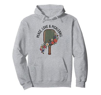 Peace Love Pickleball Boho Outfit Floral Hoodie - Minimalist Print Unisex - T-Shirt, Sweatshirt, Hoodie