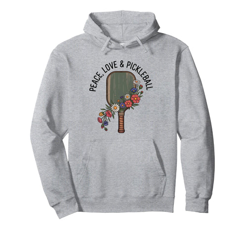 Peace Love Pickleball Boho Outfit Floral Hoodie - Minimalist Print Unisex - T-Shirt, Sweatshirt, Hoodie