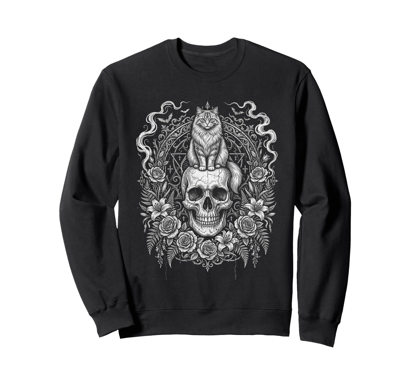 Skull Cat Skeleton Kitty Kitten Sweatshirt - Graphic Print for Adults - T-Shirt, Sweatshirt, Hoodie