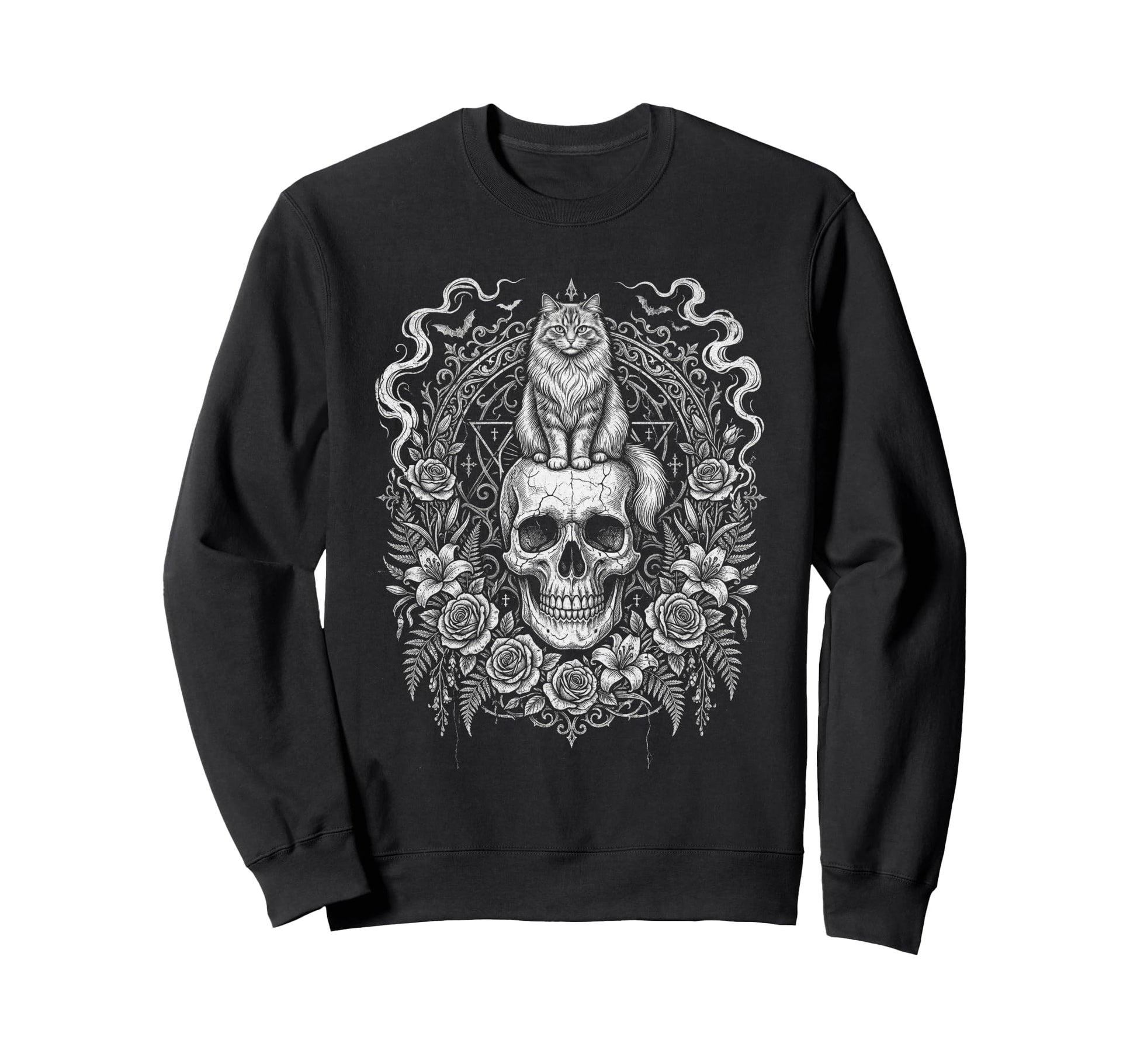 Skull Cat Skeleton Kitty Kitten Sweatshirt - Graphic Print for Adults - T-Shirt, Sweatshirt, Hoodie