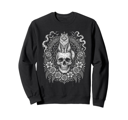 Skull Cat Skeleton Kitty Kitten Sweatshirt - Graphic Print for Adults - T-Shirt, Sweatshirt, Hoodie