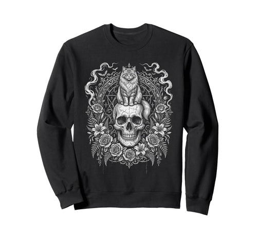 Skull Cat Skeleton Kitty Kitten Sweatshirt - Graphic Print for Adults - T-Shirt, Sweatshirt, Hoodie