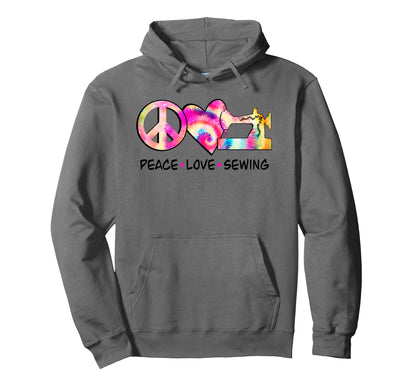 Womens Quilter Peace Love Sewing Hoodie - Casual Everyday Wear Unisex - T-Shirt, Sweatshirt, Hoodie