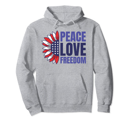 Freedom United States Peace Love Hoodie - Fun Novelty Design for Adults - T-Shirt, Sweatshirt, Hoodie