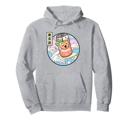 Surfing Peach Soda Japanese Waves Hoodie - Fun Novelty Design Unisex - T-Shirt, Sweatshirt, Hoodie