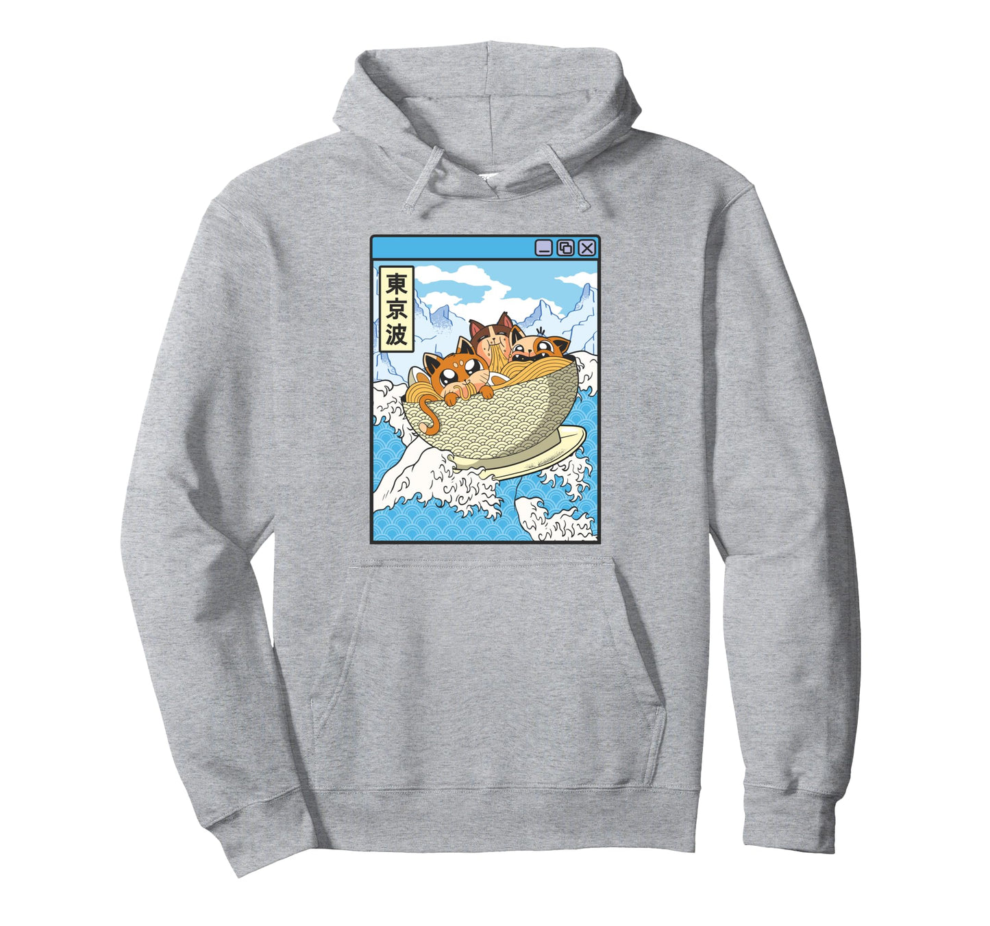 Surfing Cats Eating Ramen Bowl Hoodie - Casual Everyday Wear for Adults - T-Shirt, Sweatshirt, Hoodie